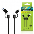 Кабель 4 в 1 USB/Type C-Type C/Lightning 5А 60Вт 1.2м З+ПД коробка черн. Ergolux 15248 - smartlife-ural.ru – Екатеринбург