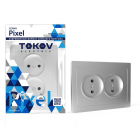 Розетка 2-м СП Pixel 16А IP20 без заземл. в сборе алюм. TOKOV ELECTRIC TKE-PX-R2F-C03 - Интернет-магазин СМАРТЛАЙФ