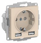 Розетка 1-м СП AtlasDesign 16А IP20 с 2-мя заряд. устройствами USB тип A+A 5В/2.4А 2х5В/1.2А механизм беж. SE ATN000230 - smartlife-ural.ru – Екатеринбург