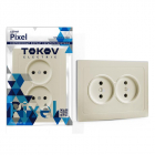 Розетка 2-м СП Pixel 16А IP20 без заземл. в сборе беж. TOKOV ELECTRIC TKE-PX-R2F-C02 - smartlife-ural.ru – Екатеринбург