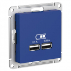 Розетка USB AtlasDesign тип A+A 5В/2.1А 2х5В/1.05А механизм аквамарин SE ATN001133 - smartlife-ural.ru – Екатеринбург