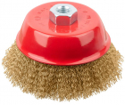 Корщетка-чашка гайка М14 стальная латунированная волнистая проволока 125мм FIT 39272 - smartlife-ural.ru – Екатеринбург