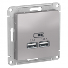 Розетка USB AtlasDesign тип A+A 5В 1х2.1А 2х1.05А механизм алюм. SE ATN000333 - smartlife-ural.ru – Екатеринбург