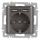 Розетка 1-м СП Accent 6-410-09 16А IP20 250В P+E Schuko + 2хUSB защ. шторки титан Intro Б0063711 - smartlife-ural.ru – Екатеринбург