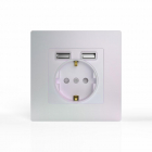 Розетка 1-м СП Pixel IP20 с заземл. с 2-мя заряд. устр. USB тип A+A механизм перламутр. TOKOV ELECTRIC TKE-PX-R1U2A-C04 - smartlife-ural.ru – Екатеринбург