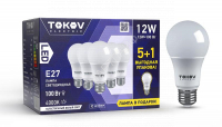 Набор ПРОМО лампа светодиодная 12Вт А60 4000К Е27 176-264В (Promo 5+1 шт) TOKOV ELECTRIC Promo-A60-E27-12-4K - smartlife-ural.ru – Екатеринбург