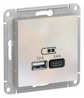 Розетка USB AtlasDesign тип A+C 5В/2.4А 2х5В/1.2А механизм жемчуж. SE ATN000439 - Интернет-магазин СМАРТЛАЙФ