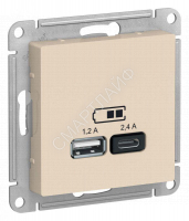 Розетка USB AtlasDesign тип A+C 5В/2.4А 2х5В/1.2А механизм беж. SE ATN000239 - Интернет-магазин СМАРТЛАЙФ
