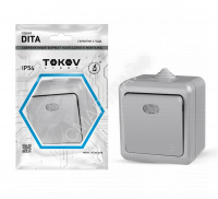 Выключатель 1-кл. ОП Dita IP54 10А 250В с индикацией сер. TOKOV ELECTRIC TKL-DT-V1I-C06-IP54 - smartlife-ural.ru – Екатеринбург