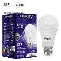 Лампа светодиодная 15Вт А60 4000К Е27 176-264В TOKOV ELECTRIC TKE-A60-E27-15-4K - smartlife-ural.ru – Екатеринбург