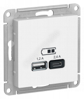 Розетка USB AtlasDesign тип A+C 5В/2.4А 2х5В/1.2А механизм бел. SE ATN000139 - Интернет-магазин СМАРТЛАЙФ