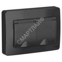 Розетка 2-м СП Blanca 16А IP44 250В с заземл. защ. шторки с крышкой антрацит SE BLNRS441126 - smartlife-ural.ru – Екатеринбург