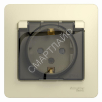 Розетка 1-м СП Glossa 16А IP44 с заземл. защ. шторки с крышкой в сборе беж. SE GSL000248 - smartlife-ural.ru – Екатеринбург