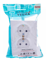 Розетка 2-м СП VESNA с заземл. со шторками ПБТ бел. LEZARD 742-0200-178B - smartlife-ural.ru – Екатеринбург