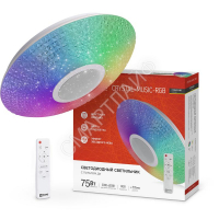 Светильник светодиодный COMFORT CRYSTAL-MUSIC-RGB 75Вт 230В 3000-6500К 6000лм 505х125мм с пультом ДУ IN HOME 4690612044569 - smartlife-ural.ru – Екатеринбург