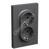 Розетка двойная AtlasDesign с заземл. 16А в сборе базальт SE ATN001424 - smartlife-ural.ru – Екатеринбург