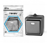 Выключатель 1-кл. ОП Dita IP54 10А 250В с индикацией карбон TOKOV ELECTRIC TKL-DT-V1I-C14-IP54 - smartlife-ural.ru – Екатеринбург