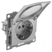 Розетка 1-м СП Bravo 16А 250В с заземл. защ. шторки с крышкой механизм серебр. GUSI С10Р91-004 - smartlife-ural.ru – Екатеринбург