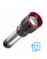 Фонарь аккумуляторный ручной 10Вт LED+5Вт COB LED+красн. zoom-линза Li-ion 18650 2200мА.ч Power-bank корпус анодир. алюм. USB-шнур type C магнит на корпусе КОСМОС KOC132Lit - smartlife-ural.ru – Екатеринбург