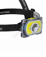 Фонарь аккумуляторный налобный 3Вт XPE LED+5Вт COB LED Li-ion 18650 1200мА.ч корпус ABS-пластик индикатор уровня заряда USB-шнур type C регулируемый эласт. ремешок КОСМОС KOC507Lit - smartlife-ural.ru – Екатеринбург