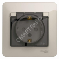 Розетка 1-м СП Glossa 16А IP44 250В с заземл. защ. шторки с крышкой в сборе молоч. SE GSL000948 - smartlife-ural.ru – Екатеринбург