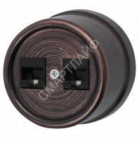 Розетка компьютерная 2-м ОП Лизетта RJ45 10А IP20 ретро кат.5E ABS-пластик медн. век Bironi B1-302-16 - smartlife-ural.ru – Екатеринбург