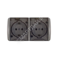 Розетка 2-м ОП Клио 16А IP54 с заземл. с прозр. крышкой сер. UNIVersal К2232-Gr - smartlife-ural.ru – Екатеринбург