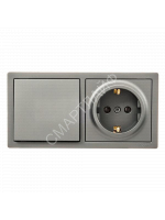 Блок ОП LETO (1-кл. выключатель + 1-м розетка с заземл.) горизонт. платина LEZARD 752-3500-170BAP - smartlife-ural.ru – Екатеринбург