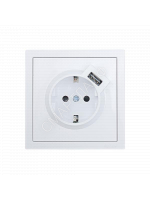 Розетка 1-мест. с/з+USB разъем ZIMA IP20 бел. LEZARD 704-0288-181 - smartlife-ural.ru – Екатеринбург