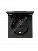 Розетка 1-м ОП LETO с заземл. с крышкой LETO ПБТ черн. бархат LEZARD 752-4200-123B - smartlife-ural.ru – Екатеринбург