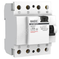 Выключатель дифференциального тока (УЗО) 4п 40А 30мА тип AC Basic электрон.EKF elcb-4-40-30e-sim - smartlife-ural.ru – Екатеринбург