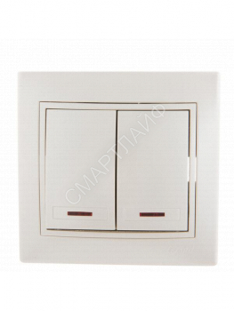 Выключатель 2-кл. СП Mira 10А IP20 с подсветкой со вставкой жемчуж./бел. перламутр. LEZARD 701-3030-112 - smartlife-ural.ru – Екатеринбург