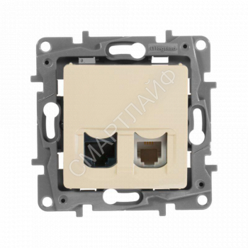 Розетка компьютерная + телефонная 2-м СП Etika RJ45 + RJ11 кат.5E UTP механизм сл. кость IEK 672352 - smartlife-ural.ru – Екатеринбург