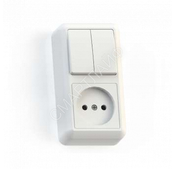 Блок комбинированный ОП БКВР-404 Оптима (2-кл. выкл. + розетка) бел. Кунцево 8062 - smartlife-ural.ru – Екатеринбург