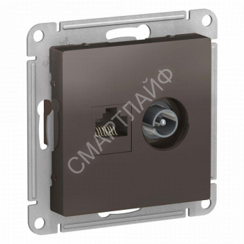 Розетка компьютерная + телевизионная 2-м AtlasDesign RJ45 кат.5E + TV механизм мокко SE ATN000689 - smartlife-ural.ru – Екатеринбург