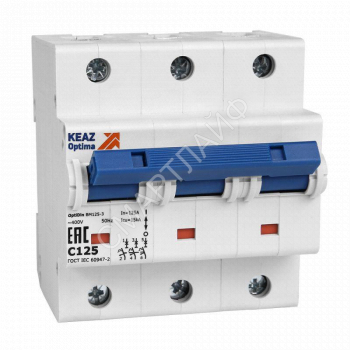 Выключатель автоматический модульный 3п C 80А 20кА OptiDin BM125-3C80-8ln-УХЛ3 КЭАЗ 138543 - smartlife-ural.ru – Екатеринбург