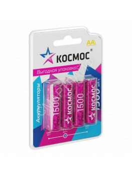 Аккумулятор AA/R6 1500мА.ч NI-MN BP-4 (блист.4шт) КОСМОС KOCR6NIMH1500mAh4BL - smartlife-ural.ru – Екатеринбург