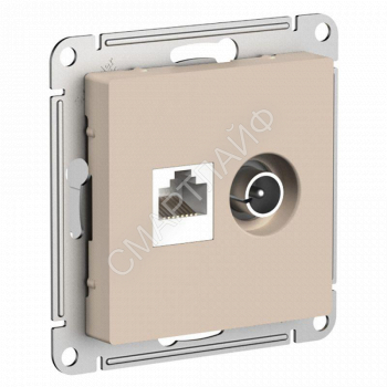 Розетка компьютерная + телевизионная 2-м AtlasDesign RJ45 кат.5E песочн. SE ATN001289 - smartlife-ural.ru – Екатеринбург
