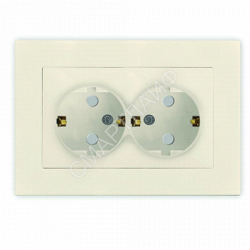 Розетка 2-м СП Афина 16А IP20 с заземл. защ. шторки в сборе сл. кость (ivory) Universal A0050-I - smartlife-ural.ru – Екатеринбург