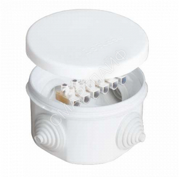 Коробка распределительная ОП d75х45мм IP54 с клемм. 4 выхода 4 гермоввода 10А 6 контактов крышка защелкивающаяся бел. Epplast 240343 - smartlife-ural.ru – Екатеринбург