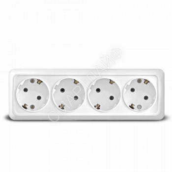 Розетка 4-м ОП Олимп с заземл. бел. UNIVersal 1163 - smartlife-ural.ru – Екатеринбург