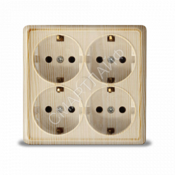 Розетка 4-м ОП Олимп с заземл. квадрат сосна UNIVersal 1177 - smartlife-ural.ru – Екатеринбург