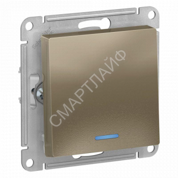 Выключатель 1-кл. СП AtlasDesign 10А IP20 (сх. 1а) 10AX с подсветкой механизм шампань SE ATN000513 - smartlife-ural.ru – Екатеринбург