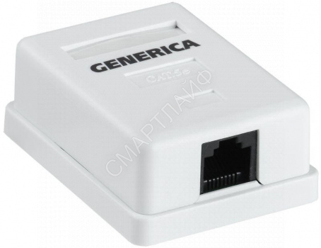 Розетка компьютерная 1-м ОП RJ45 кат.5E UTP GENERICA CS2-1C5EU-12-G - smartlife-ural.ru – Екатеринбург