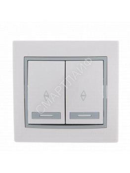 Переключатель проходной 2-кл. СП Mira 10А с сер. вставкой бел. LEZARD 701-0215-106 - smartlife-ural.ru – Екатеринбург