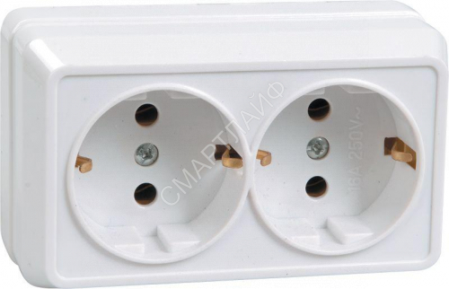 Розетка 2-м ОП Октава РС22-3-ОБ 16А IP20 с заземл. бел. GENERICA ERO21-K01-16-DC - smartlife-ural.ru – Екатеринбург