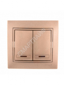 Выключатель 2-кл. СП Mira 10А IP20 с подсветкой со вставкой свет. корич. перламутр. LEZARD 701-3131-112 - smartlife-ural.ru – Екатеринбург