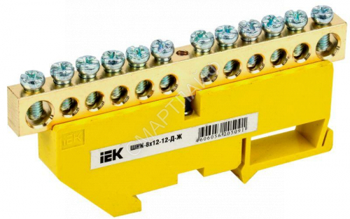 Шина PE "земля" на DIN-изол. ШНИ-8х12-12-Д-Ж IEK YNN10-812-12D-K05 - smartlife-ural.ru – Екатеринбург