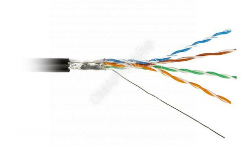 Кабель витая пара F/UTP кат.5E 4х2х24AWG solid PE Outdoor FUTP4-C5E-S24-OUT-PE-BK-500 черн. (м) Hyperline 49110 - smartlife-ural.ru – Екатеринбург