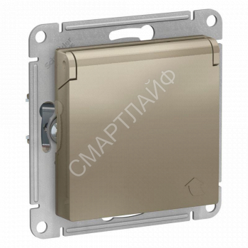 Розетка 1-м СП AtlasDesign 16А IP20 с заземл. защ. шторки с крышкой механизм шампань SE ATN000546 - smartlife-ural.ru – Екатеринбург
